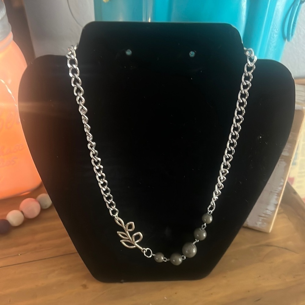 Necklace with green beads
